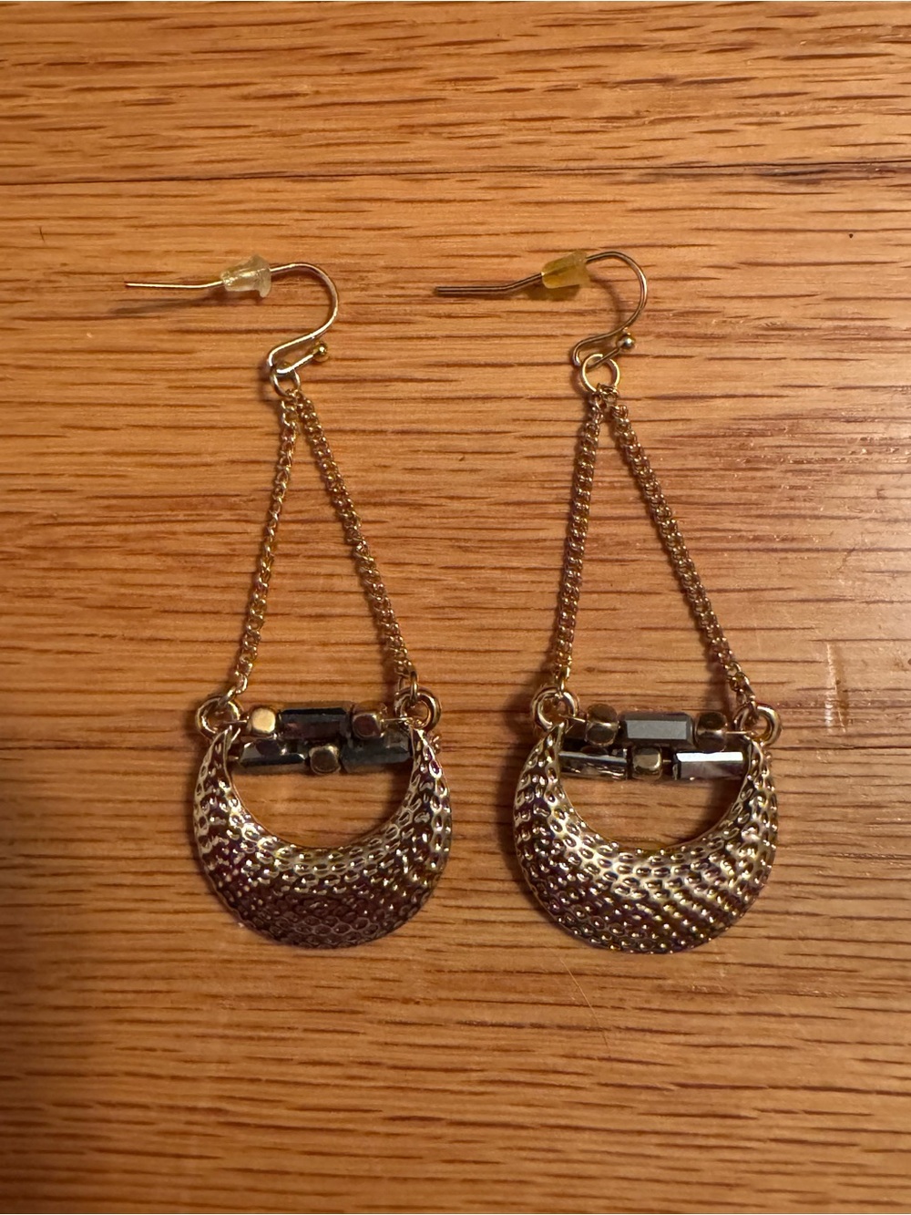 Gold-Tone Textured Crescent Drop Earrings - Women Jewelry